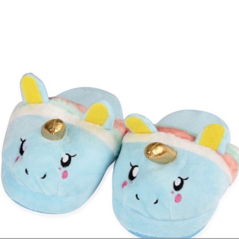 BLUE Unicorn SLIPPERS SZ L 4/5 NWT